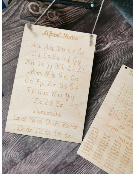 drewniany alfabet i tabliczka mnożenia zestaw dla dzieci do nauki mnożenia i liter