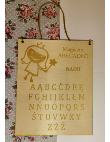 Drewniany alfabet tabliczka z imieniem