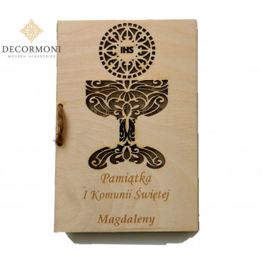 Kartka drewniana na komunię z życzeniami 2