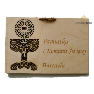 Prezent na Komunię Świętą - drewniana kartka z życzeniami 2