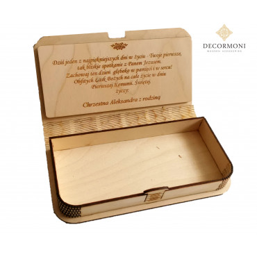 Pudełko drewniane Komunijne z życzeniami 2