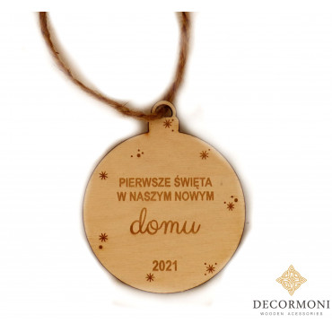 Bombka z napisem drewniana 2