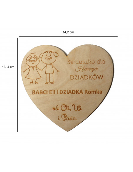 magnes laurka w kształcie serca dla dziadków prezent