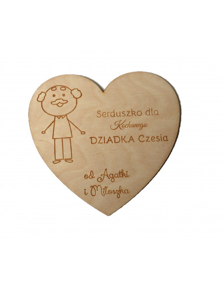 oryginalny prezent dla dziadka duży magnes serce z okazji dnia dziadka