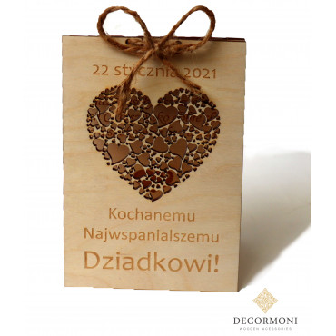drewniana kartka na prezent dla dzień dziadka 2