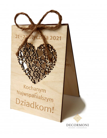 Ażurowa kartka dla dziadków z sercem
