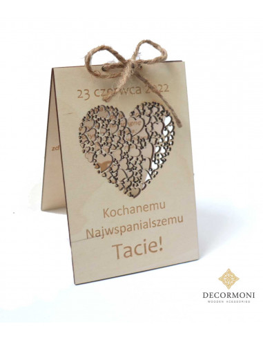 kartka okolicznościowa dla taty z drewna